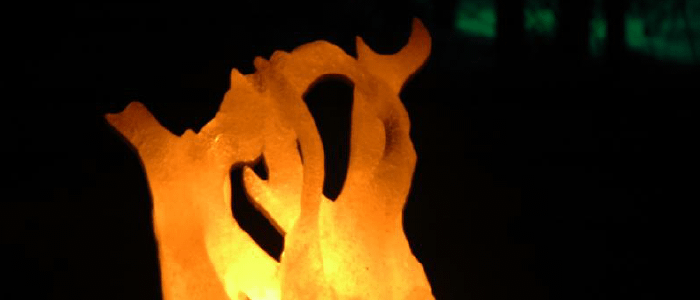 closeup of a frozen fire